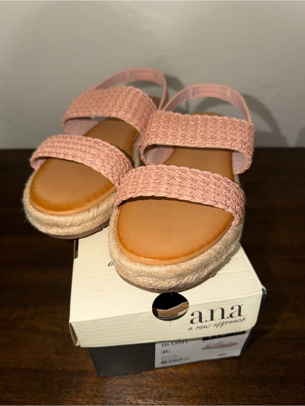 a.n.a Pink Braided Espadrille Platform Sandals for Women